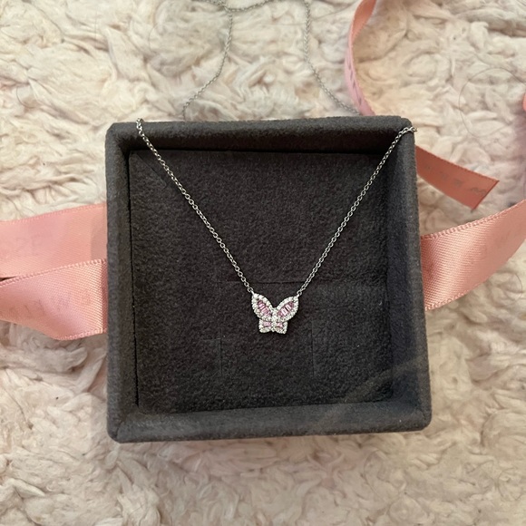 nicole rose Jewelry - Nicole Rose fine jewelry butterfly pink sapphire diamond necklace 18kt * SALE*
